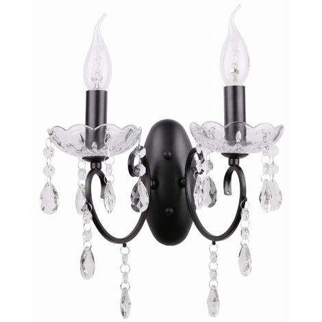 Applique murale Candellux Aurora noire cristal 2xE14