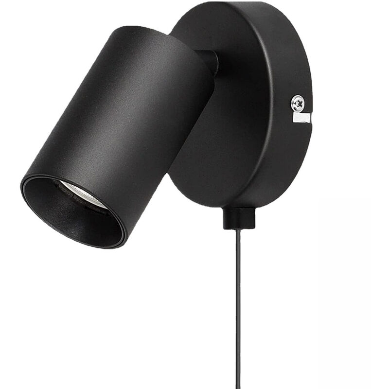 Tonchean - Applique Murale ChambreVintage Lampe Murale Avec Interrupteur et Prise Spot Mural Noir Interieur Orientable 350°luminaire Murale pour