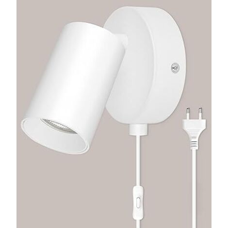 Applique Murale Chambre Vintage Lampe Murale Avec Interrupteur et Prise Spot Mural Noir Interieur Orientable 350°luminaire Murale pour Salons, Escaliers, Couloir (Sans Ampoule)