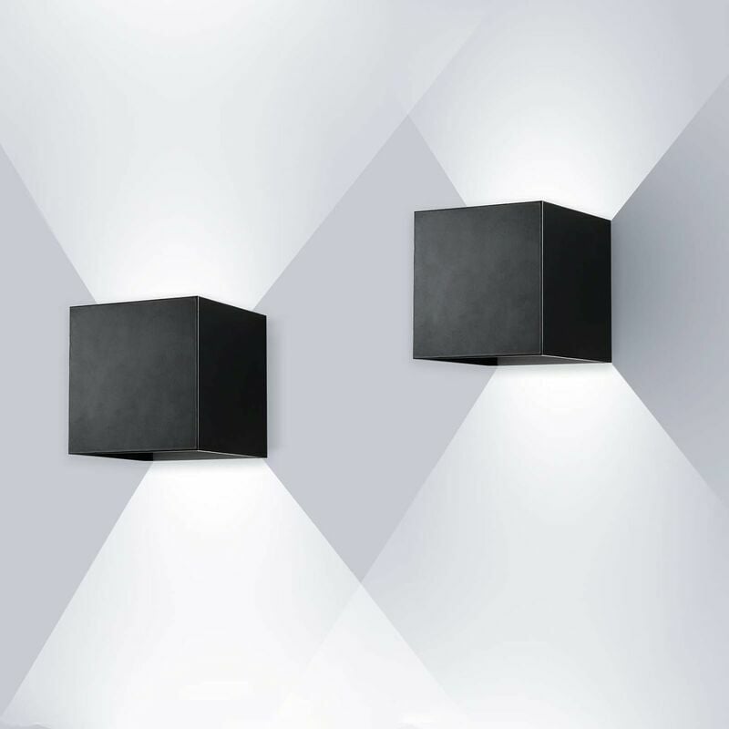 Tonchean - Applique murale chambre,ENCOFT 2pcs 12W Applique Murale Interieur Exterieur cob led, Éclairage Luminaire Murale en Aluminium IP67