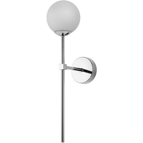 Applique murale chrome, globe blanc G9 5W Piruleta
