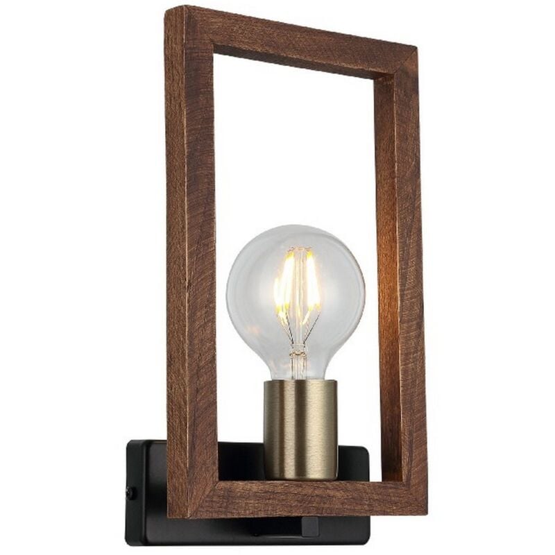 Applique Como, Métal, Bois, Or, Noir, Bois, 17x8x29 cm