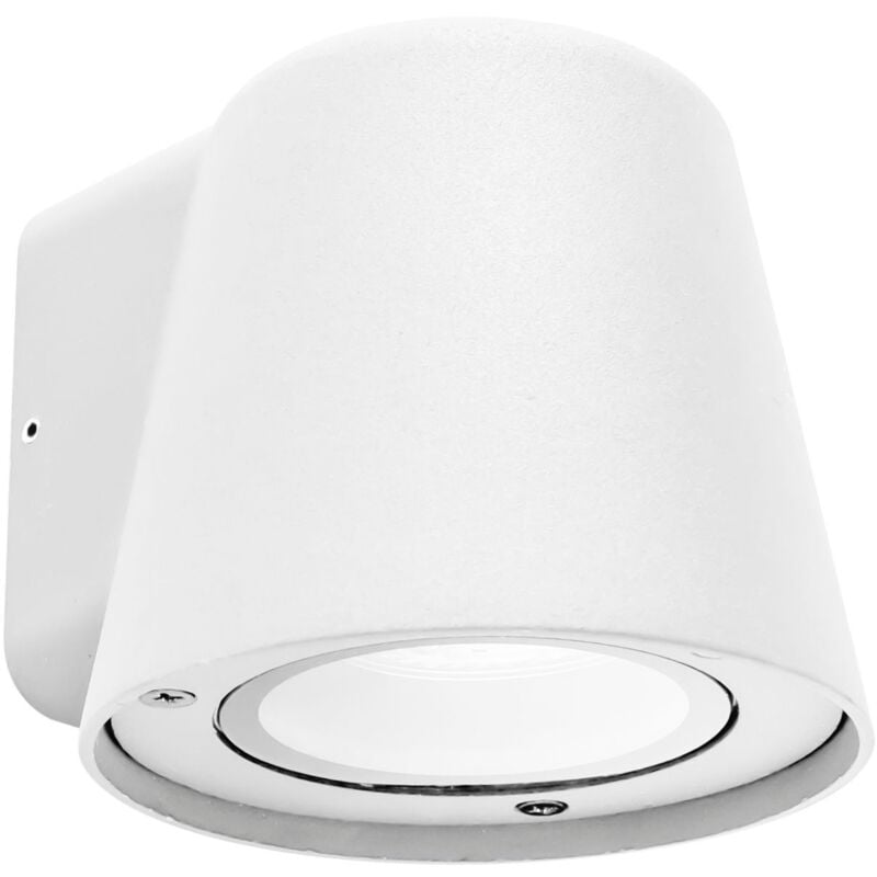 Cone aplique de uso exterior para bombilla GU10 en color blanco
