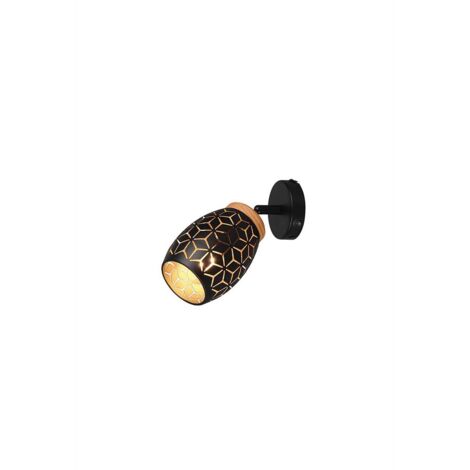 Applique murale couloir métal noir doré E14 orientable L 27 cm