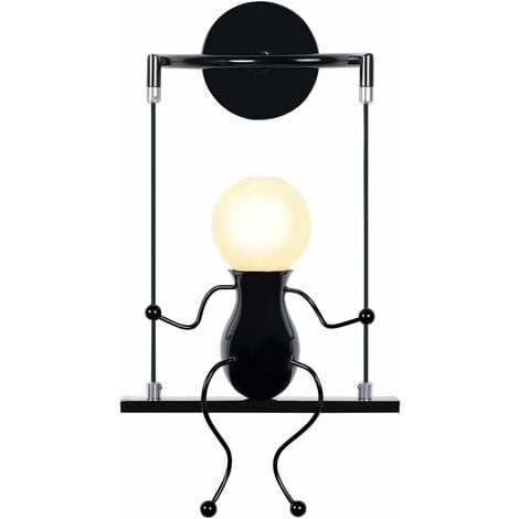 Applique Murale Créatif Industriel Luminaire E27 pour Chambre d'enfant Couloir Loft Bar Noir - 1Pcs