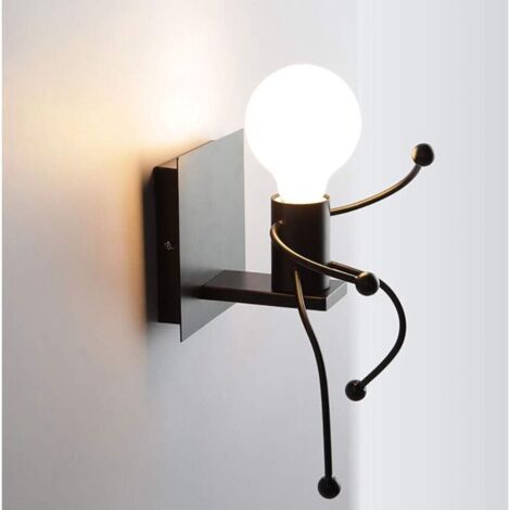 Applique murale créative de style rétro, applique murale vintage en fer forgé, lampe décorative artistique E27, convient aux bars, chambres, cuisines, salles à manger, cafés, couloirs - 1 pièce - Noir