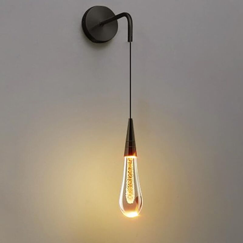 Applique Murale Créative en Forme de Larme, Suspension Murale en Aluminium à Tête Unique avec Abat-Jour en Cristal en Forme de Goutte, Appliques