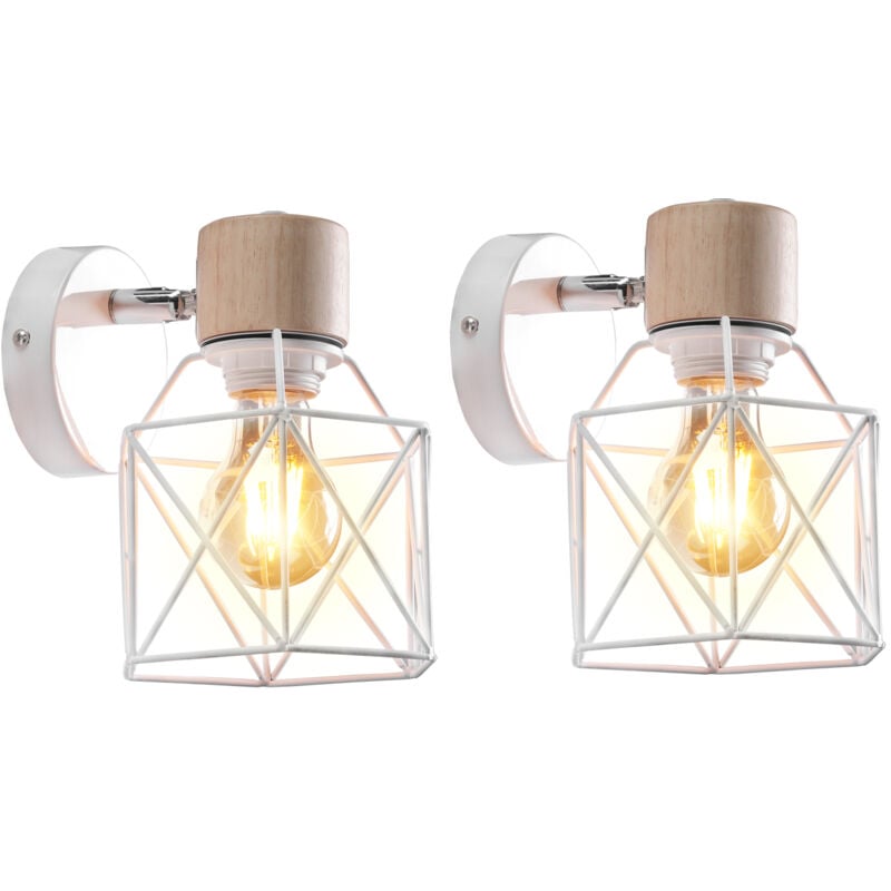 Applique Murale Interieur E27 Lampe Murale Moderne Luminaire Interieur Décoration pour Chambre Couloir Salon Blanc - 2Pcs