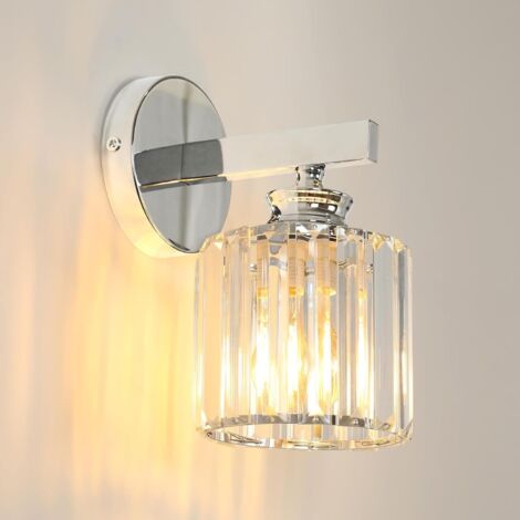 Applique Murale Cristal LED Moderne, Luminaire Mural Cristal Argent, Applique Murale Indusrtrielle pour Salon, Chambre, Couloir