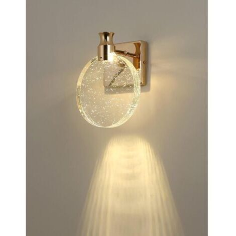 Applique Murale Cristal, Luminaire Mural Interieur de Style Nordique de Luxe, Lampe Murale Ronde Créatif pour Chambre, Chevet, Salon, Salle de Bain, Commode, Couloir (Or, Grand)