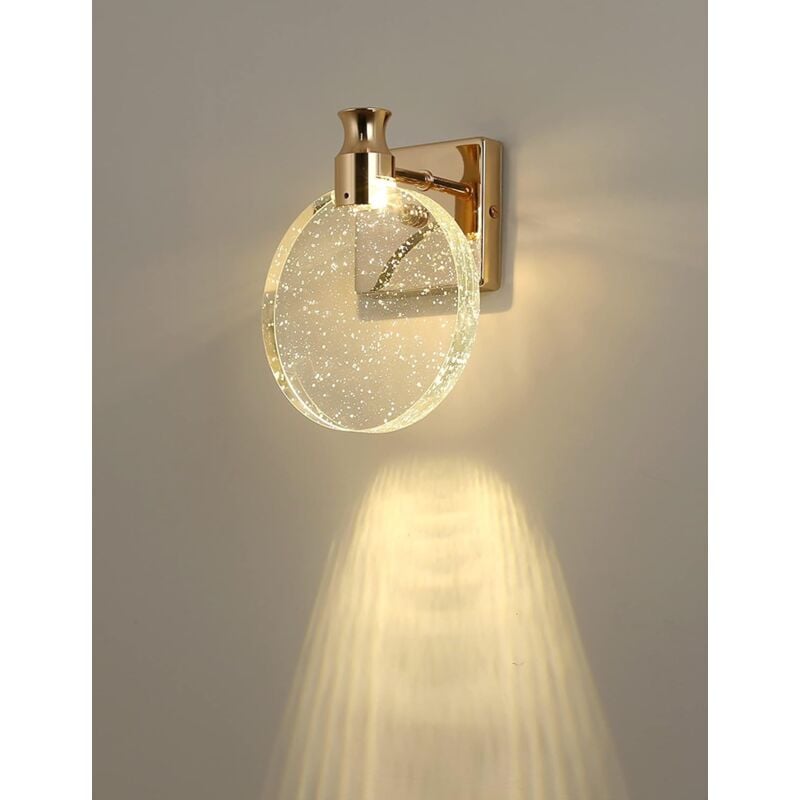 Applique Murale Cristal, Luminaire Mural Interieur de Style Nordique de Luxe, Lampe Murale Ronde Créatif pour Chambre, Chevet, Salon, Salle de Bain,