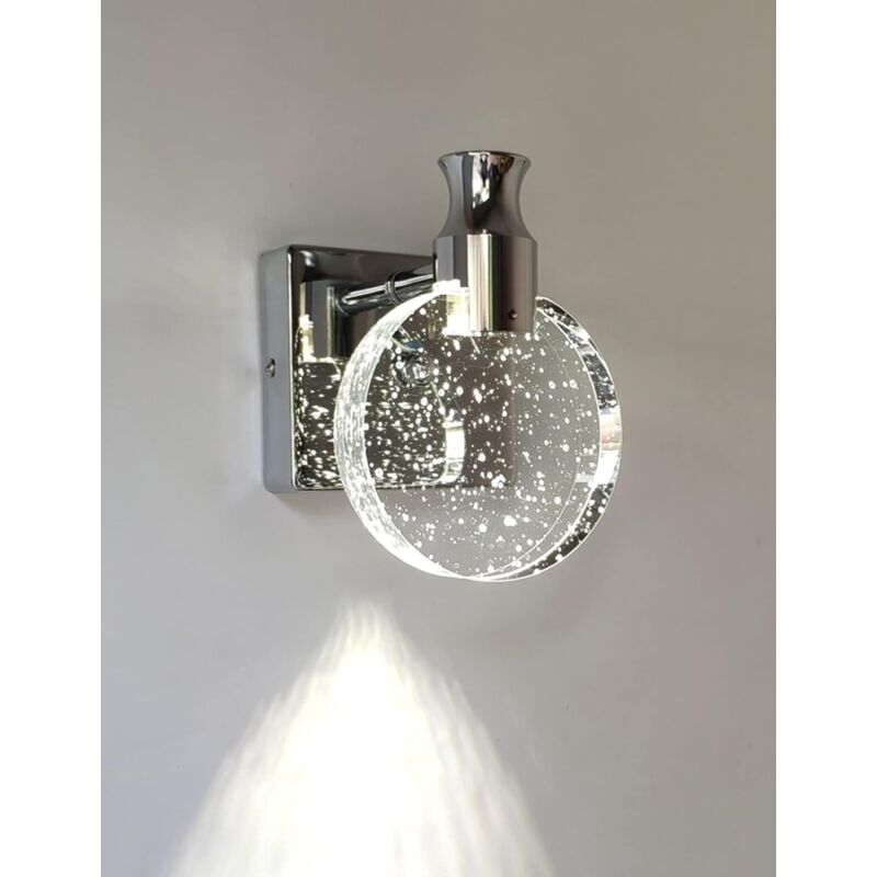 Applique Murale Cristal, Luminaire Mural Interieur de Style Nordique de Luxe, Lampe Murale Ronde Créatif pour Chambre, Chevet, Salon, Salle de Bain,