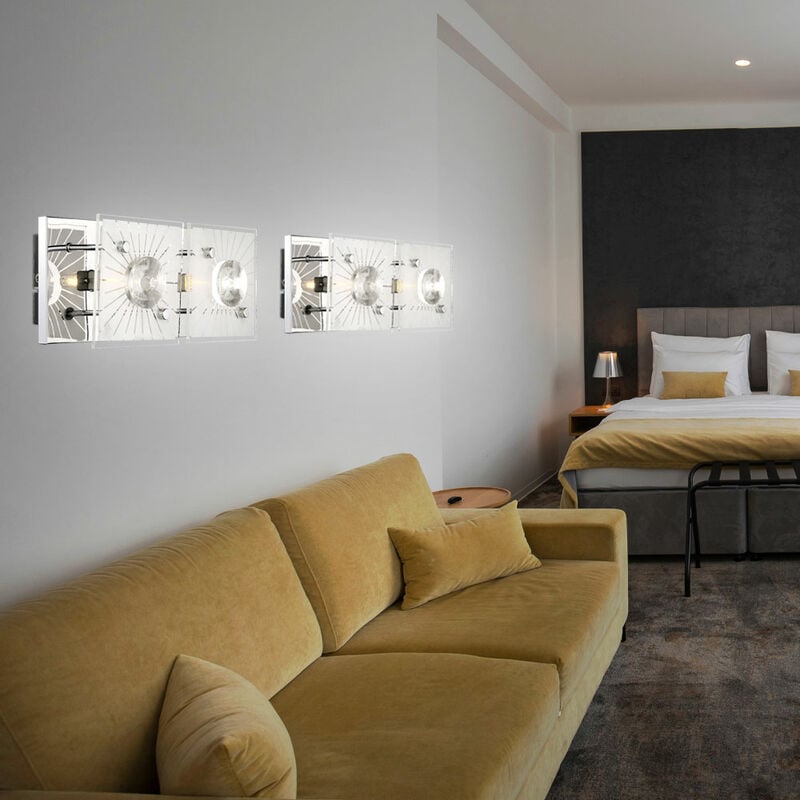 Applique murale cristaux cristal applique moderne verre chrome, finition satinée, 2 lampes douille G9, LxlxH 24x11x10 cm, lot de 2