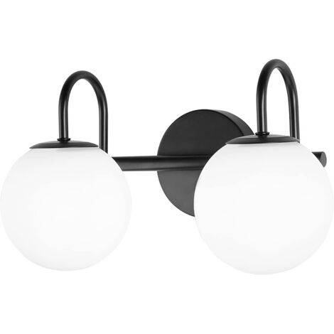 Applique murale de chambre, Applique miroir de salle de bain avec globe en verre – Style industriel vintage, Douille G9 – Lampe murale intérieure pour coiffeuse et salle d‘eau (Ampoule non incluse)