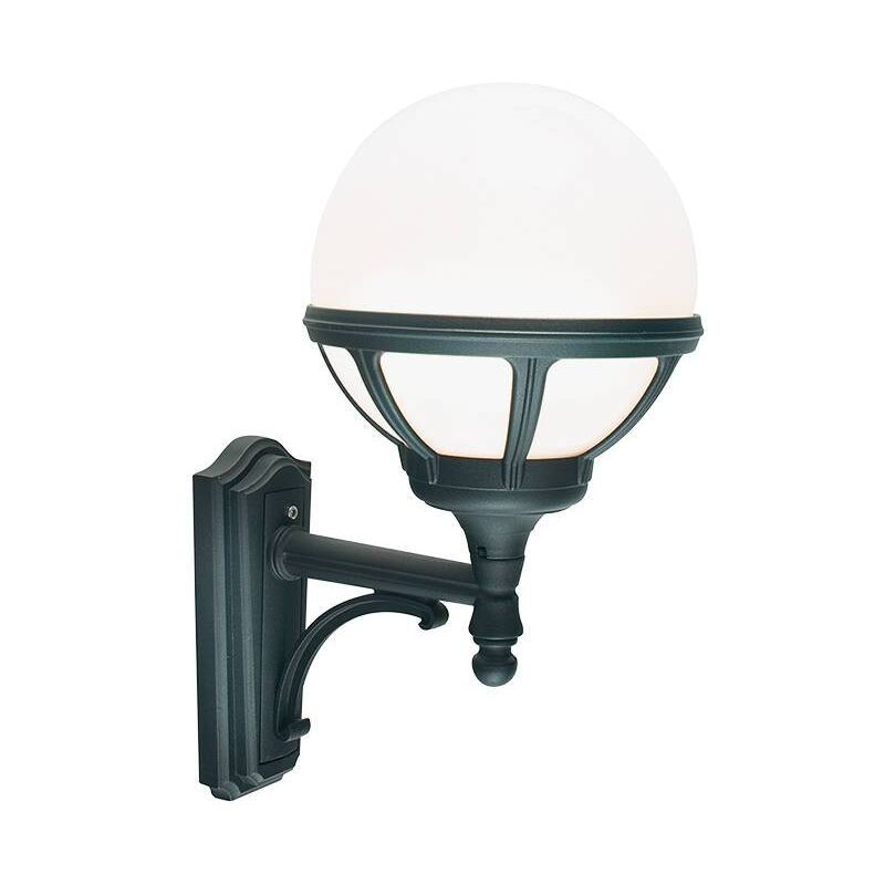 1 Light Outdoor Globe Wall Light Black IP54, E27 - Elstead
