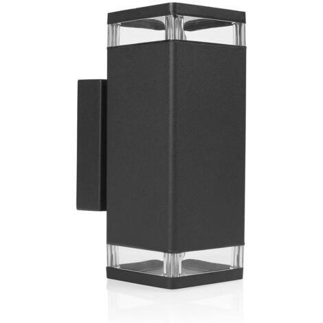 Applique murale de maison, applique d'extérieur, éclairage de façade, aluminium noir, 2 ampoules GU10, L 23,5 cm