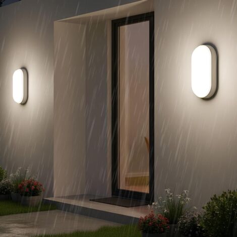 Applique murale de salle de bain 20 W, lumière LED ovale filaire 4000 K pour salle de bain, garage, rue, balcon, patio (paquet de 2) – Blanc