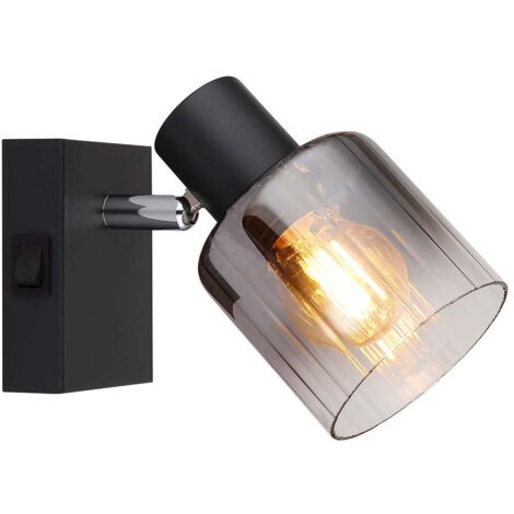 Applique murale de salon, lampe de couloir, spot mobile en verre fumé E14 H 12,5 cm