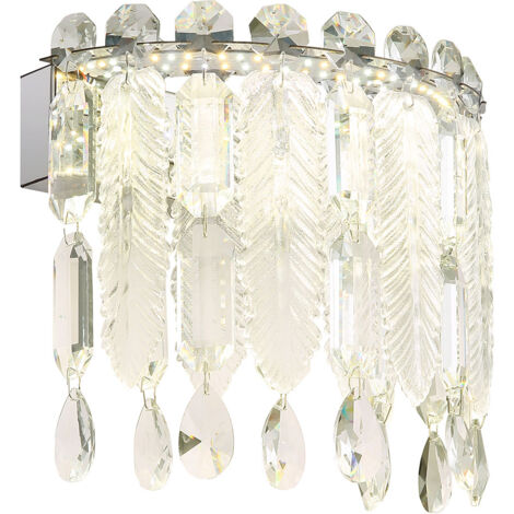 Applique murale de salon LED cristaux de verre K5 chromé, L 28 cm