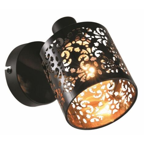 Applique murale déco noire à motifs Kiga 1xE14 40W Reality