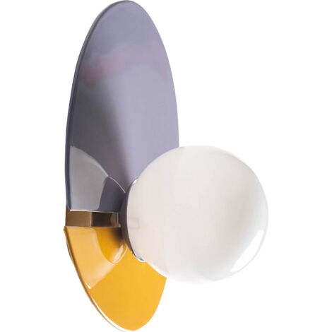 Applique murale design fer et verre style moderne détachable - Blanc opalin et marron mûre
