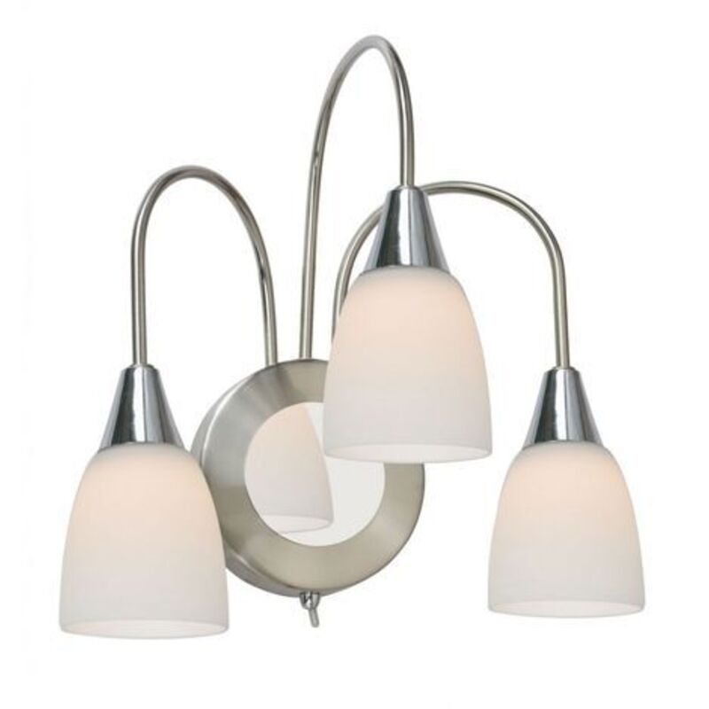 Applique murale 3 flammes Applique en verre opale led lampe de salon, 3x5 watts 3x 420lm blanc chaud, h 31,5 cm Wofi 4453.03.54.0000