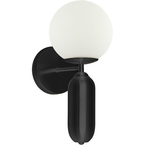 Applique murale design noire boule blanche E27 Aldeva
