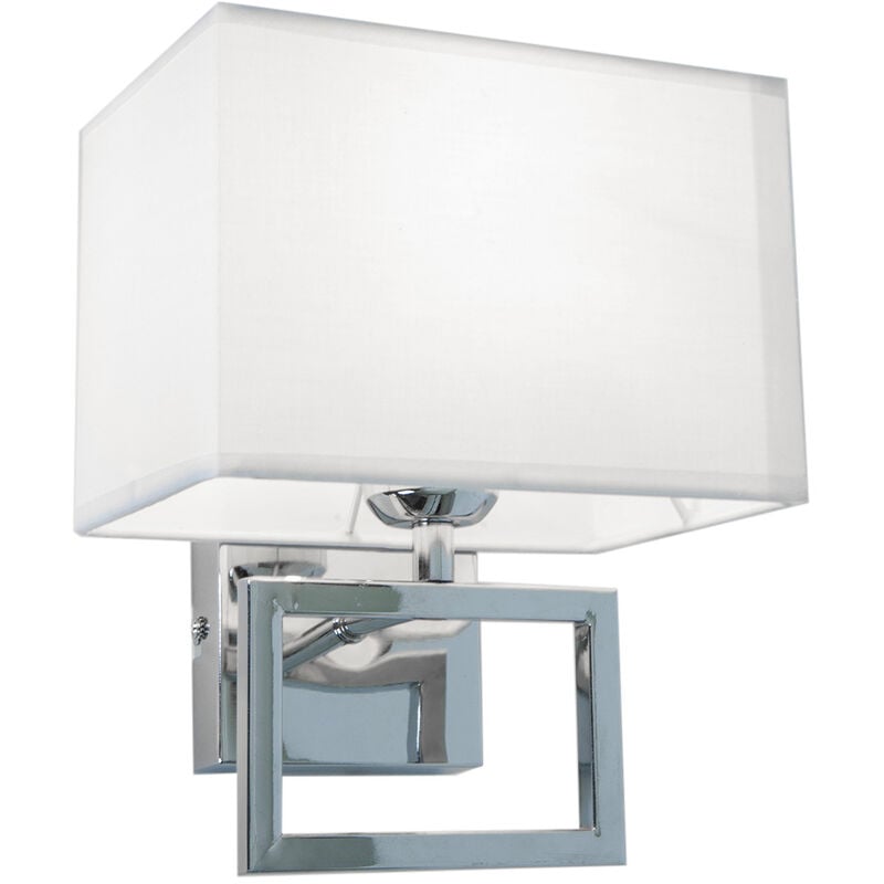 Applique murale design Passy design métal chromé tissu blanc