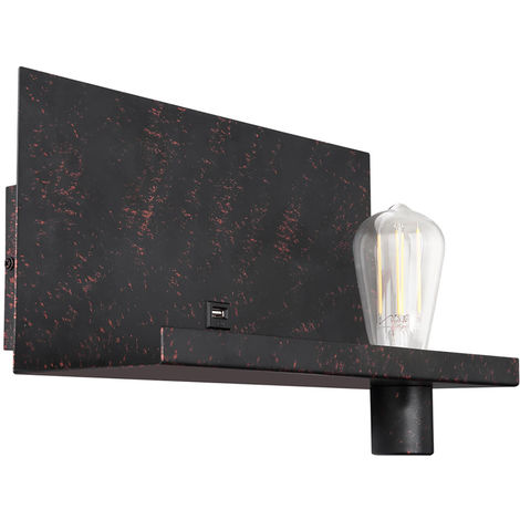 Lampe Etagère Murale USB Noir Florence - Applique murale Pas Cher