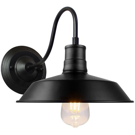 Applique Murale Design Rétro Luminaire Industrielle 26cm Lampe de Mur Noir