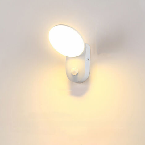 Applique murale d'extérieur 12WLED avec détecteur de mouvement, angle d'éclairage réglable à 350°, étanchéité IP65, lumière chaude 3000K (blanc)