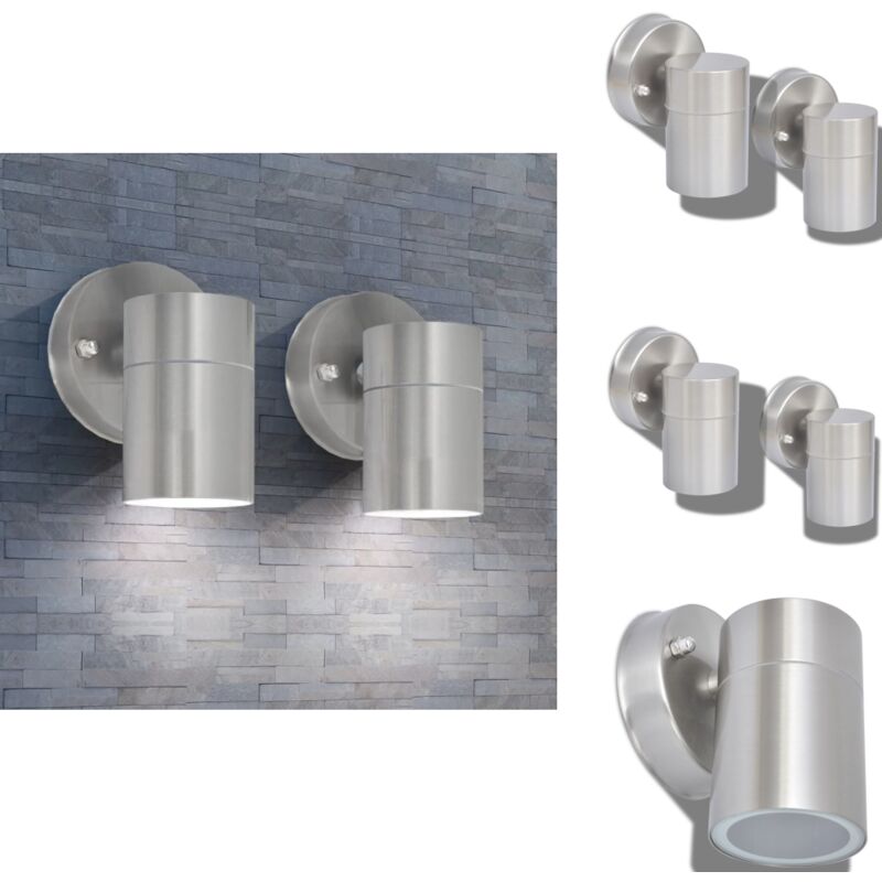 Applique murale d'extérieur 2 pcs Acier inoxydable vers le bas - Lampe Murale Extérieure - Applique Murale - Éclairage Extérieur - Luminaire
