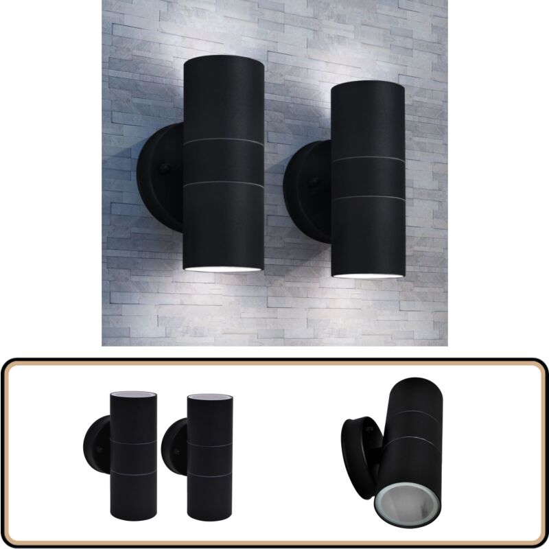 Applique murale d'extérieur 2 pcs Acier - Lampe Murale Extérieure - Applique Murale - Éclairage Extérieur - Luminaire Extérieur - Lumière Blanche