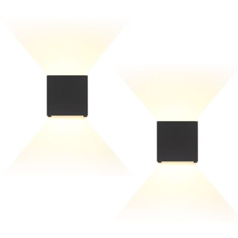 Applique murale d'extérieur à LED : lot de 2 appliques murales ZMH, éclairage intérieur haut vers le bas, lampe d'extérieur noire,  moderne IP65 étanche et réglable, lampe de couloir murale