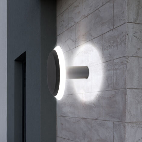 Applique murale d'extérieur, applique d'extérieur, spot mural en aluminium, gris opale, 1x LED 4,5 watts 320 lumens blanc chaud, DxD 20x13,7 cm