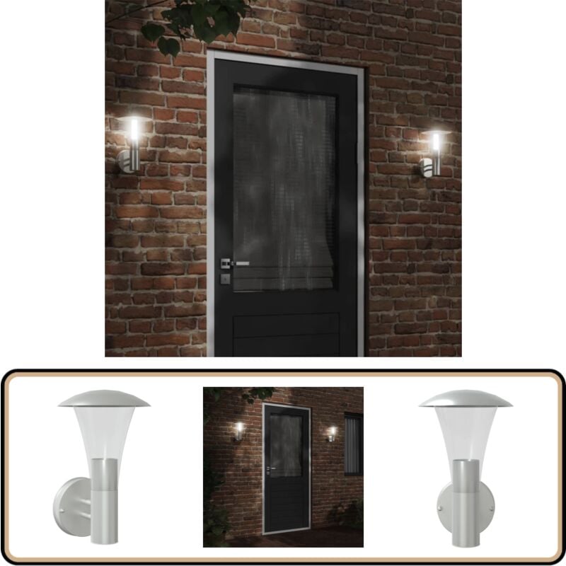 Applique murale d'extérieur argenté acier inoxydable - Applique Murale Exterieure - Éclairage Extérieur - Luminaire Extérieur - Lampadaire Extérieur