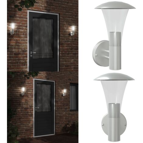 Applique murale d'extérieur argenté acier inoxydable - Applique Murale Exterieure - Éclairage Extérieur - Luminaire Extérieur - Lampadaire Extérieur - Lumière Extérieure - Home & Living