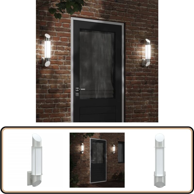 Applique murale d'extérieur argenté acier inoxydable - Applique Murale Exterieure - Éclairage Extérieur - Luminaire Mural - Lampadaire Extérieur