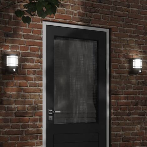 Applique murale d'extérieur avec capteur noir acier inoxydable vidaXL