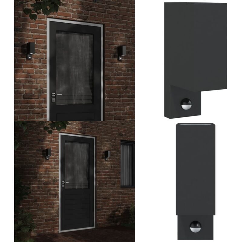 Applique murale d'extérieur avec capteurs noir - Applique Murale Exterieure - Éclairage Exterieur - Luminaire Mural - Lumière Led Exterieure