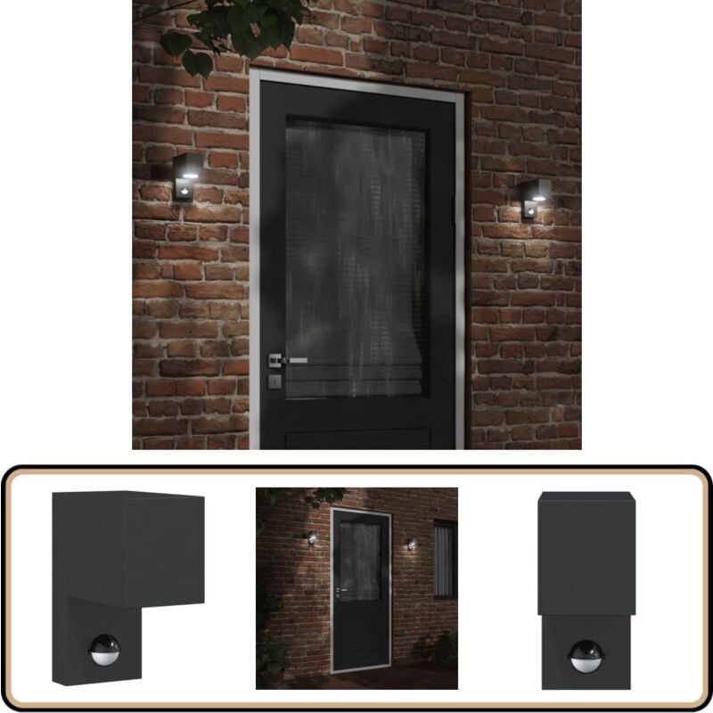 Vidaxl - Applique murale d'extérieur avec capteurs noir - Applique Murale Exterieure - Éclairage Exterieur - Luminaire Mural - Sensor De Mouvement