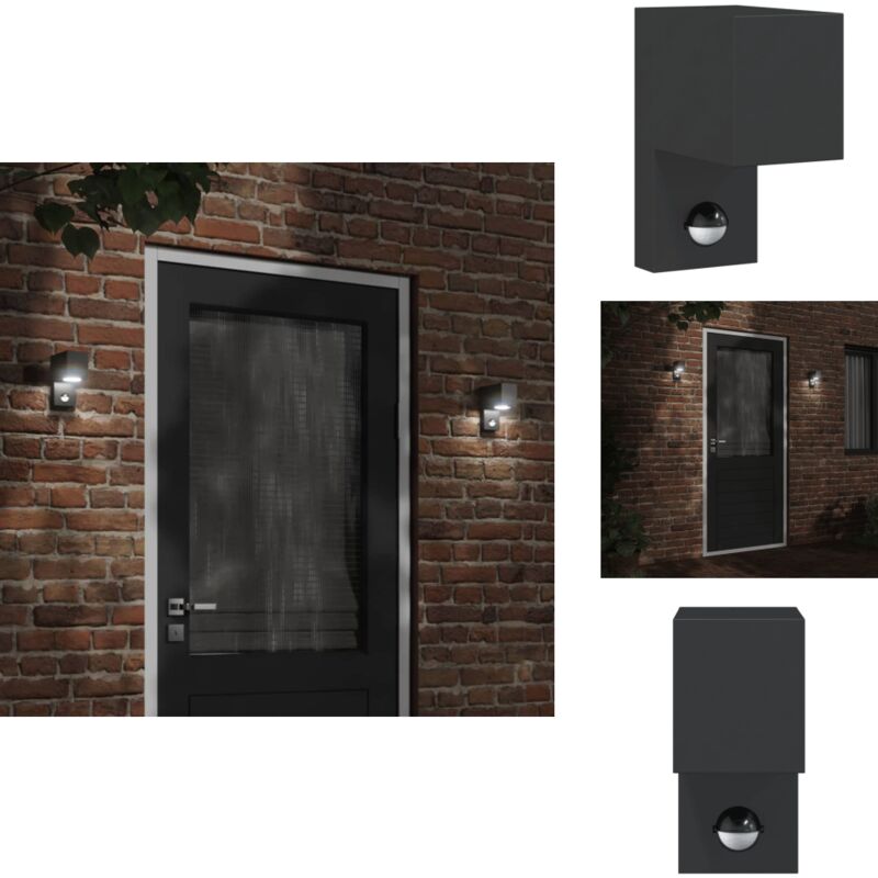 Applique murale d'extérieur avec capteurs noir - Applique Murale Exterieure - Éclairage Exterieur - Luminaire Mural - Sensor De Mouvement - Ip44