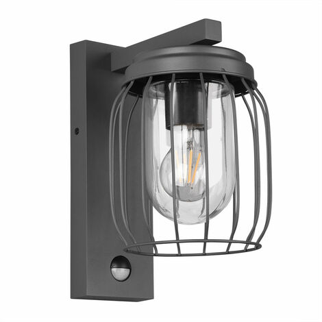 Lanterne LED RGB noire lumière extérieure dimmable avec télécommande lampe  d'extérieur détecteur de mouvement, aluminium plastique noir clair, 8,5W  806lm blanc chaud, HxLxP 35x15,5x15 cm