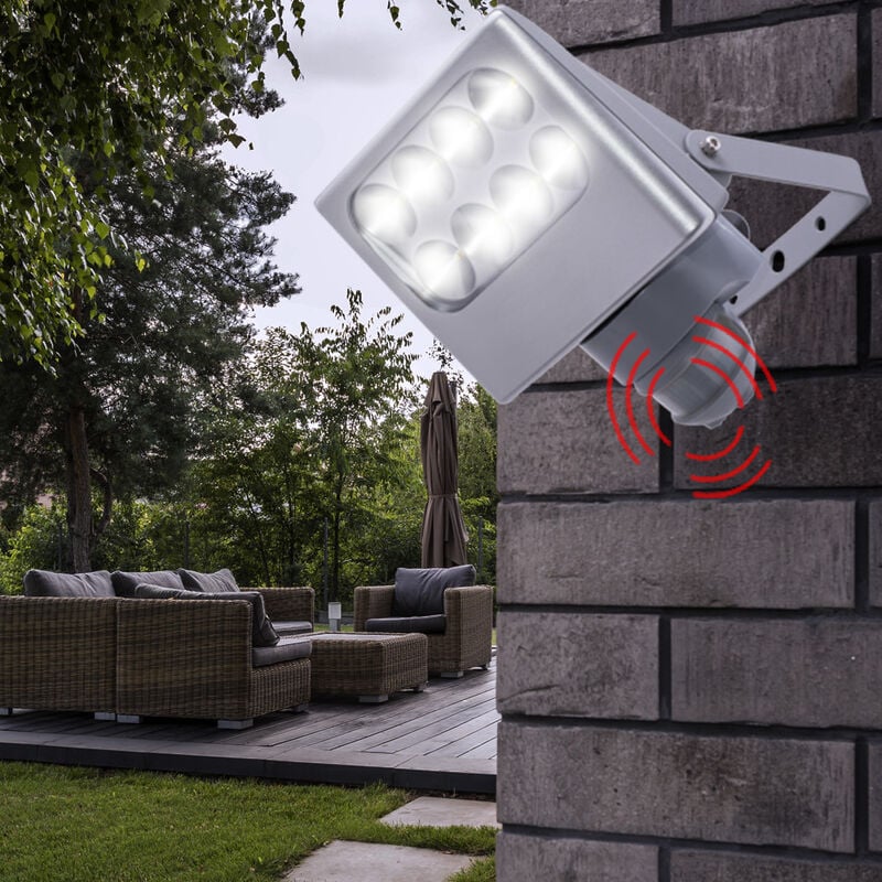 Applique murale d'extérieur avec détecteur de mouvement Applique murale de jardin led orientable, aluminium argent, 24W 1540lm 4000K, LxH 18x22,2 cm