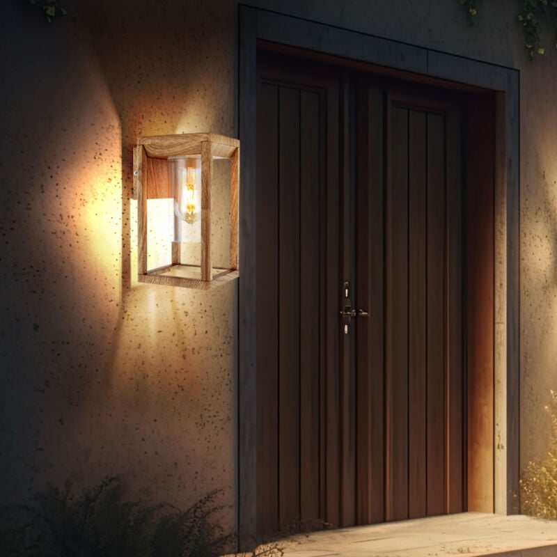 Lampe led murale d'extérieur Lampe d'éclairage de mur de maison Lampe murale d'extérieur de porte d'entrée, structure en aluminium aspect bois,