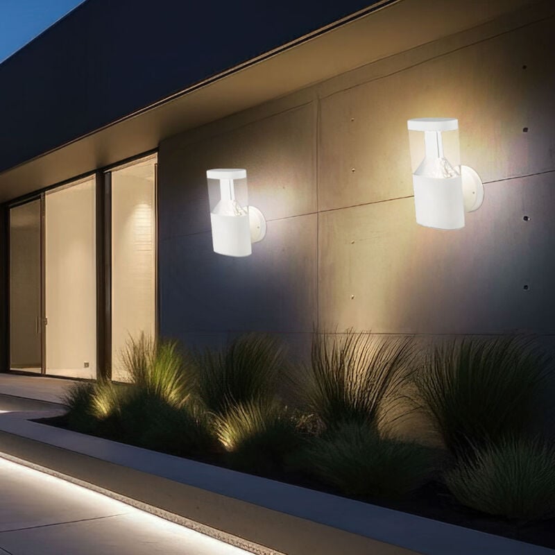 Applique murale d'extérieur en acier inoxydable, applique de jardin led, applique d'extérieur blanche, 7W 450lm blanc chaud, h 23 cm, lot de 2