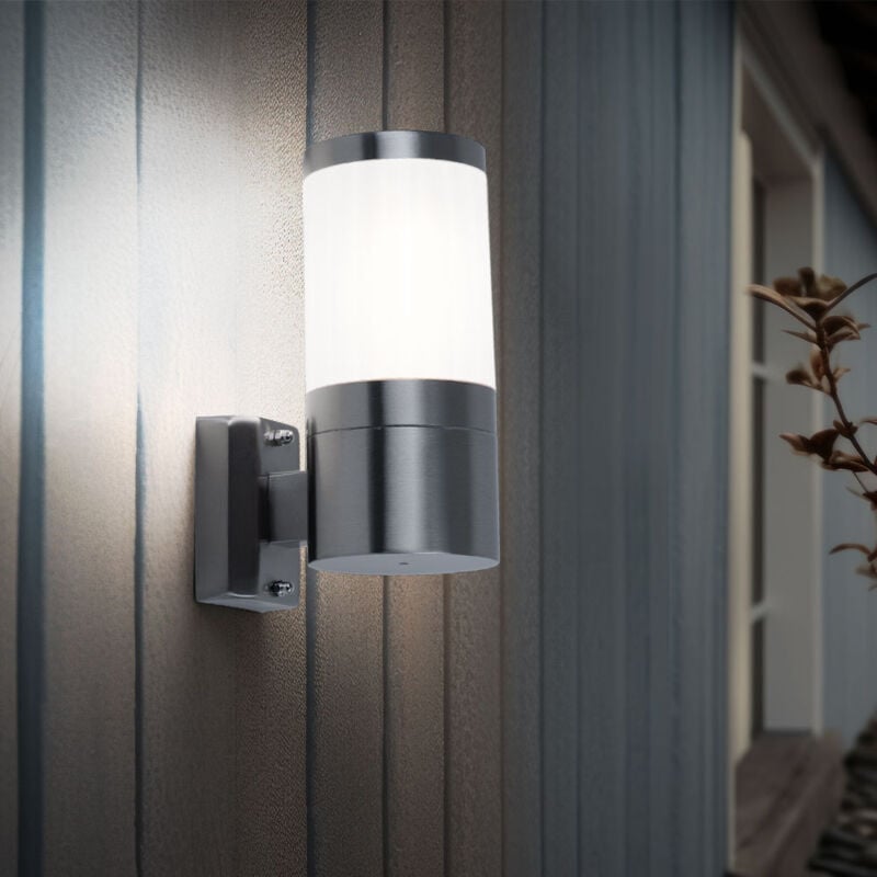 Applique murale d'extérieur en acier inoxydable, éclairage d'extérieur, lampe de porte d'entrée, applique de jardin, lampe de façade blanc argenté,