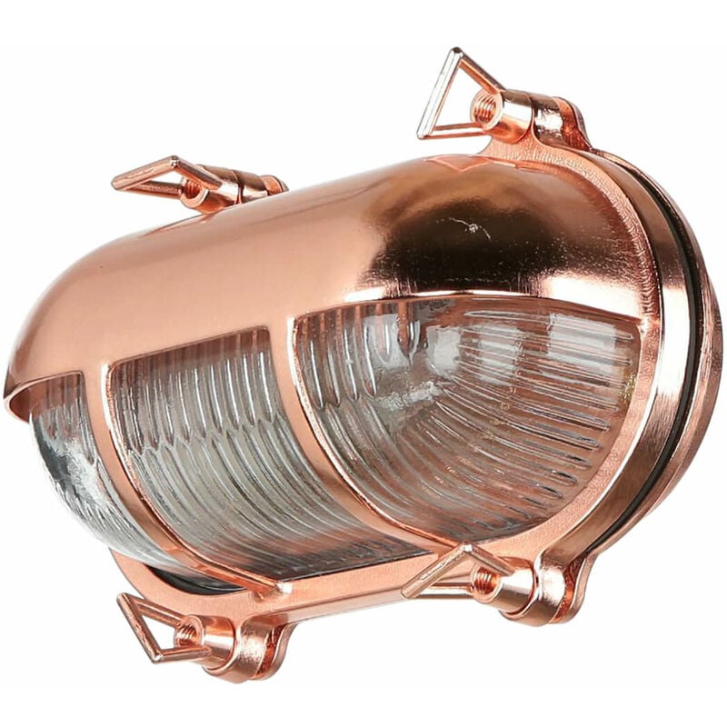 Applique murale d'extérieur en laiton ondulé IP64 inox E27 l : 21 cm Lampe d'extérieur Maritim