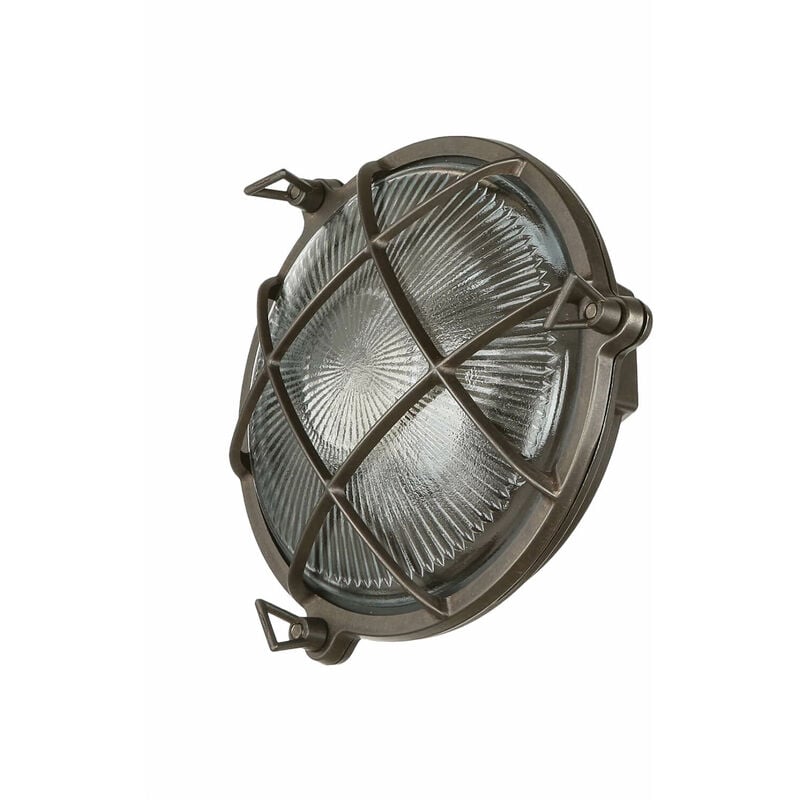 Applique Murale d'Extérieur IP64 Noir E27 Verre Laiton Ø 21 cm Maritim Lampe d'Extérieur Murale Terrasse