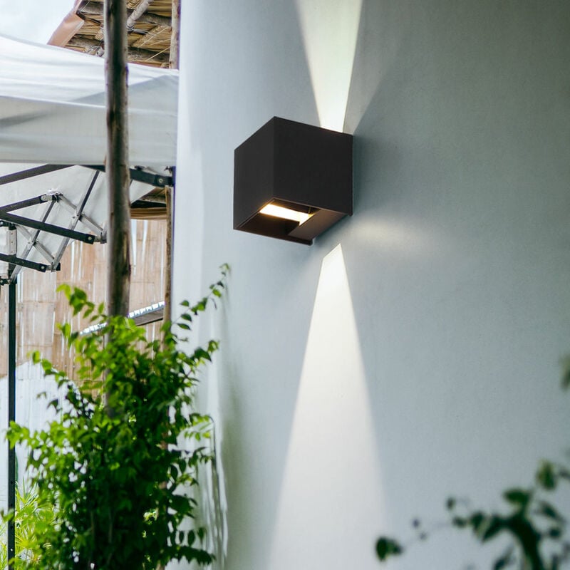 Applique murale d'extérieur lampe de façade anthracite led lampe de jardin lampe de porte d'entrée en aluminium, cône lumineux réglable, 3W 290lm